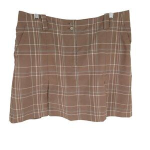 Nike Golf Skort Brown Golfcore Tennis Prep Pleated Plaid Sporty Active wear 14